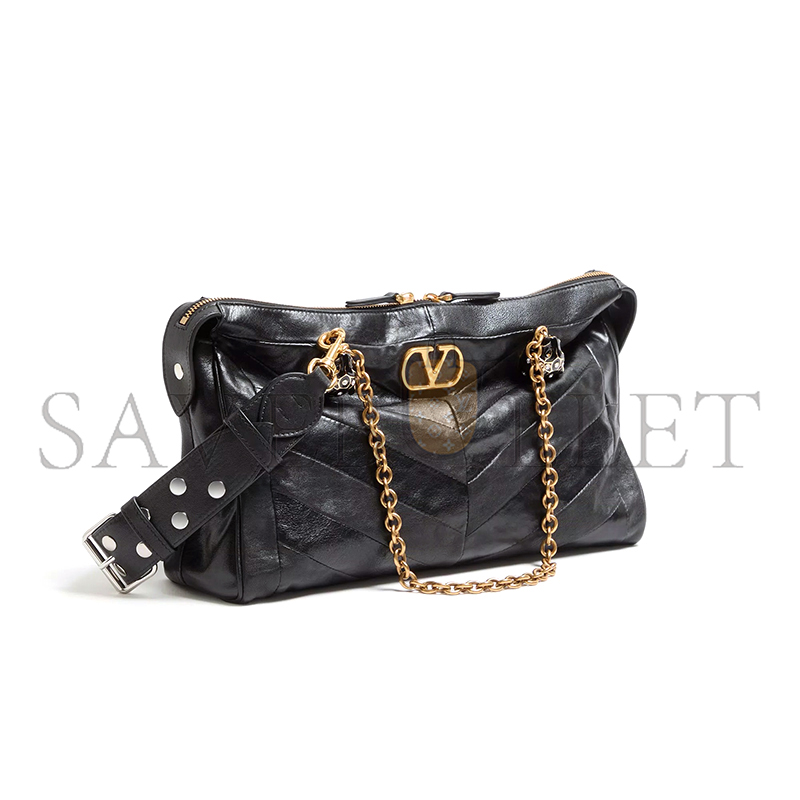 Va1e*ntin0 garavani panthea shoulder bag in nappa leather with chevron pattern 7w0b0s70uyf_0no (33*19.5*9cm)